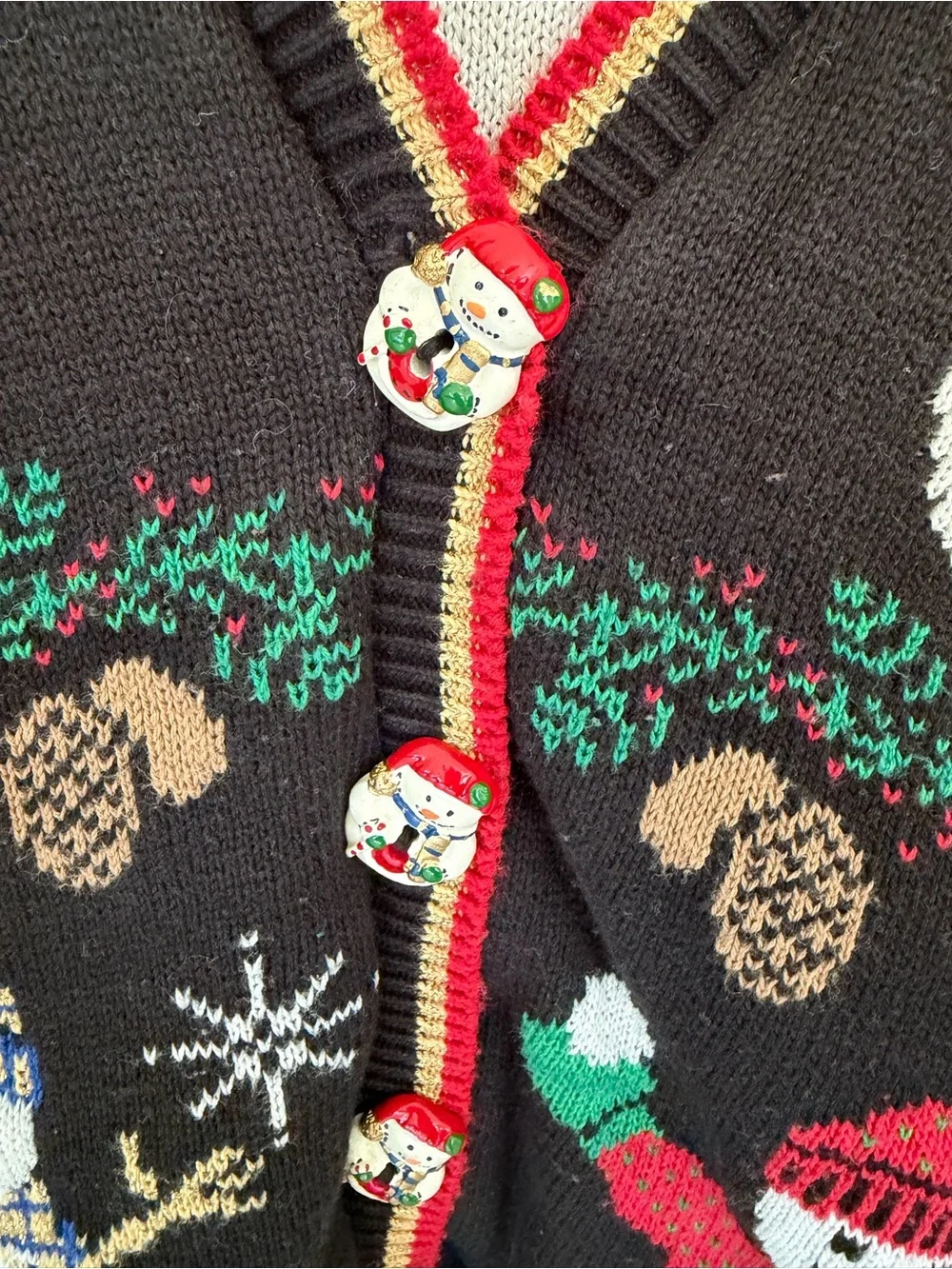 Vintage Sweater Loft Small Christmas Snowman Cardigan